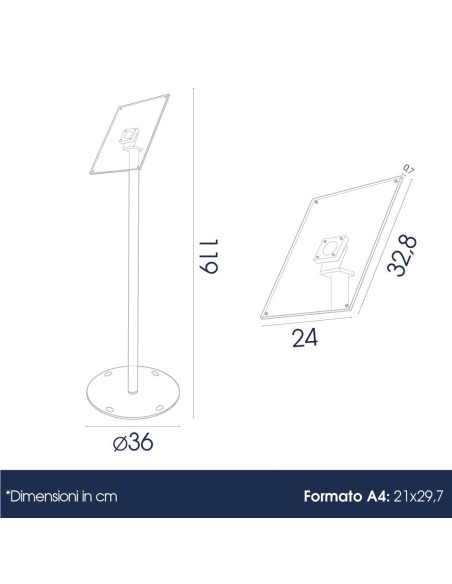Leggio in Plexiglass da Terra - Espositore Trasparente A4 - Danieli