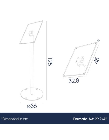 Espositore a Leggio da Terra in Plexiglass A3