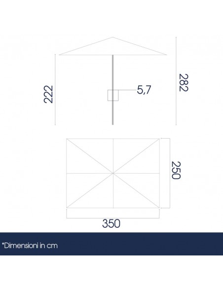 dimensioni ombrellone 2,5x3,5 metri