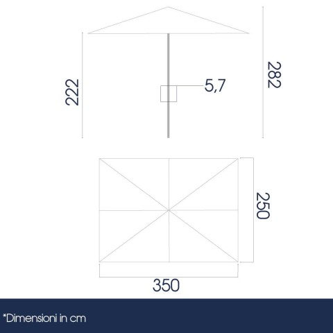 dimensioni ombrellone 2,5x3,5 metri - DANIELI