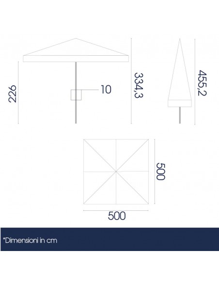 Ombrellone Professionale da Giardino 5x5 e 6x6 DUBAI