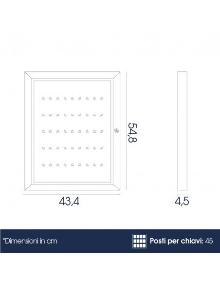 Bacheche portachiavi da parete con ganci numerati fino a 180 posti.