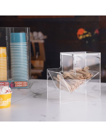 Contenitore da banco in plexiglass per cucchiaini