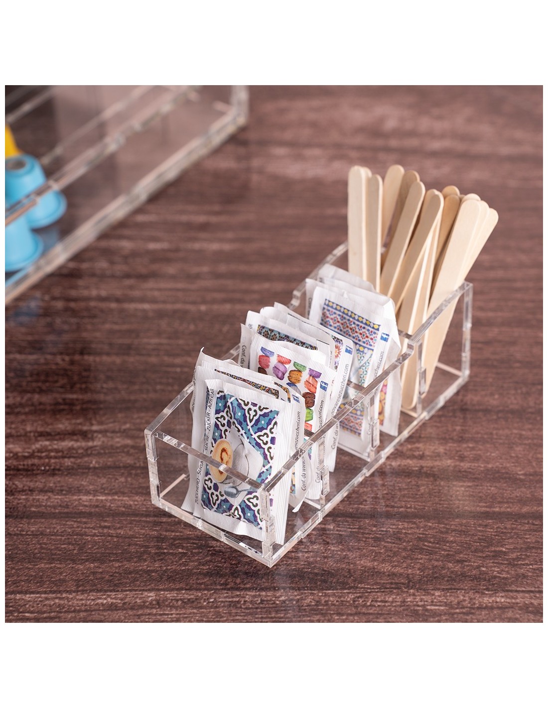 Danieli - Espositore da Bar Porta bustine per Zucchero, tè e Tisane - 5 scompartimenti con porta palette