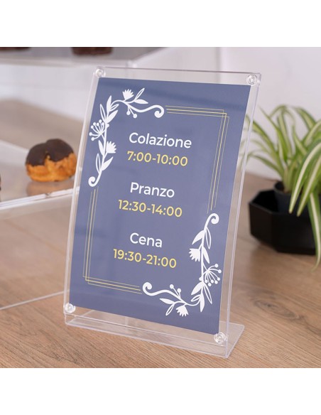 portafoto da tavolo in plexiglass con magneti