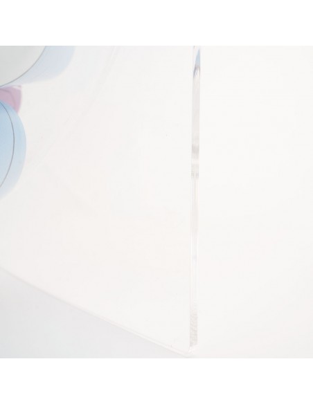 Espositore promozionale da banco con cesto in plexiglass trasparente
