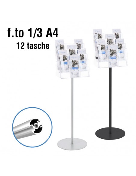 porta depliant con 12 tasche in plexiglass 1/3A4