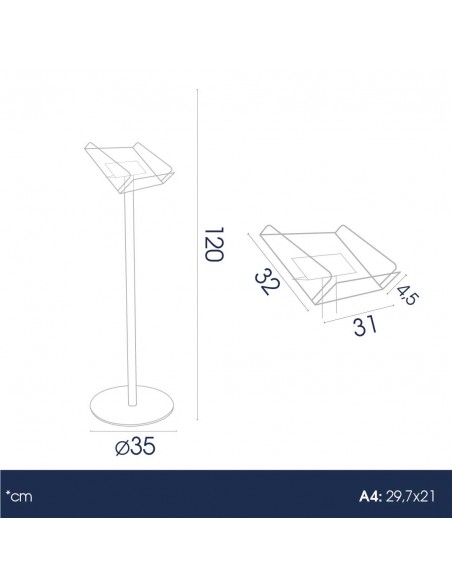 Espositore a Leggio da Terra in Plexiglass A4 Orizzontale