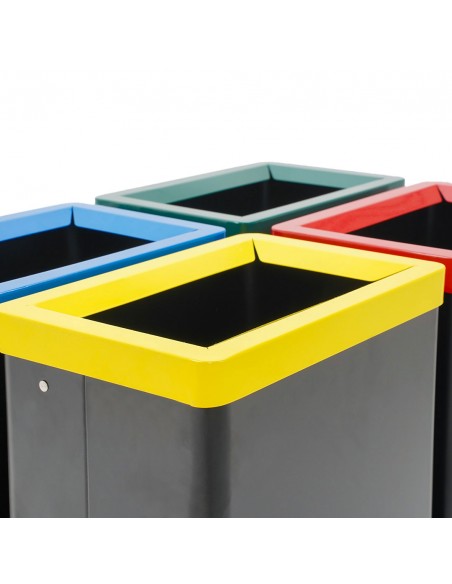 Cestino per la Raccolta Differenziata in Acciaio Nero con Coperchio