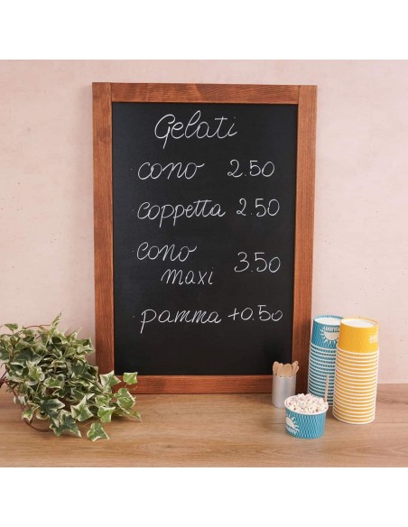 Lavagna bar da parete con cornice in legno scuro per pub e ristoranti