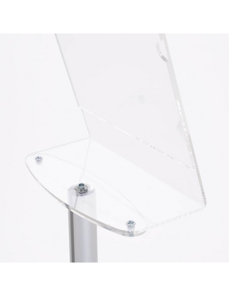 Porta Avvisi da Terra in Plexiglass Trasparente Tasca A4 Inclinata